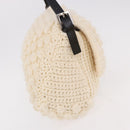 FENDI Mamma Baguette Shoulder Bag Wool White Black Auth am12117SAV-4