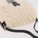 FENDI Mamma Baguette Shoulder Bag Wool White Black Auth am12117SAV-6