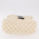 FENDI Mamma Baguette Shoulder Bag Wool White Black Auth am12117SAV-5