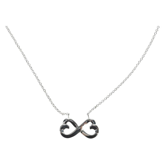 TIFFANY&Co. Double Rubbing Heart Necklace Ag925 Silver Auth am12119M