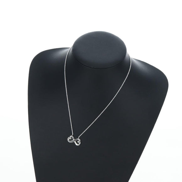 TIFFANY&Co. Double Rubbing Heart Necklace Ag925 Silver Auth am12119M