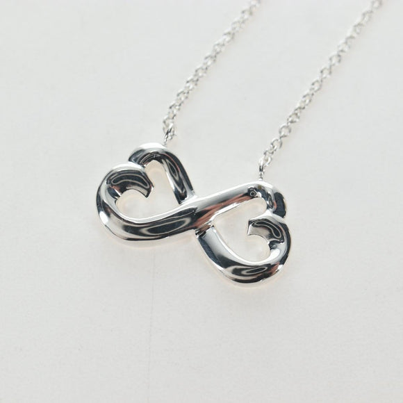 TIFFANY&Co. Double Rubbing Heart Necklace Ag925 Silver Auth am12119M