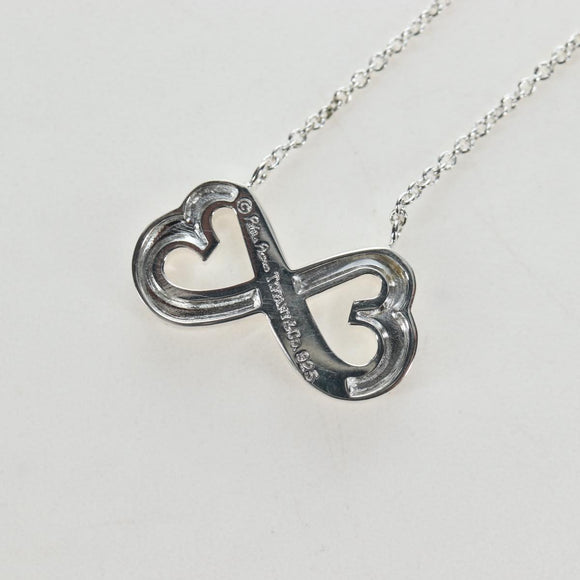 TIFFANY&Co. Double Rubbing Heart Necklace Ag925 Silver Auth am12119M