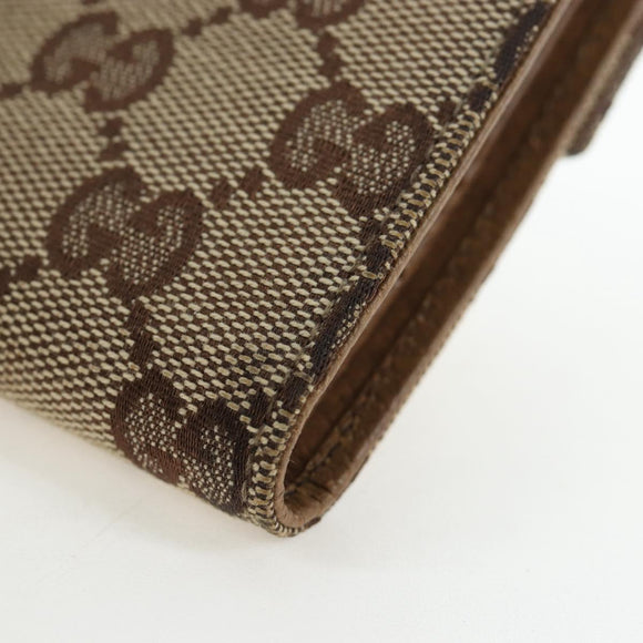 GUCCI GG Canvas Trifold Wallet Beige Gold Auth am12120V