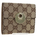 GUCCI GG Canvas Trifold Wallet Beige Gold Auth am12120V-1