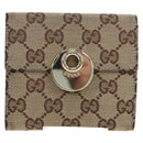 GUCCI GG Canvas Trifold Wallet Beige Gold Auth am12120V-13