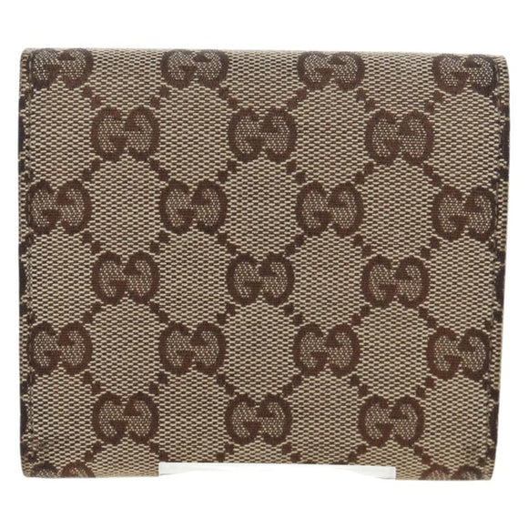 GUCCI GG Canvas Trifold Wallet Beige Gold Auth am12120V