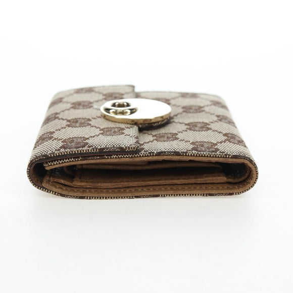 GUCCI GG Canvas Trifold Wallet Beige Gold Auth am12120V