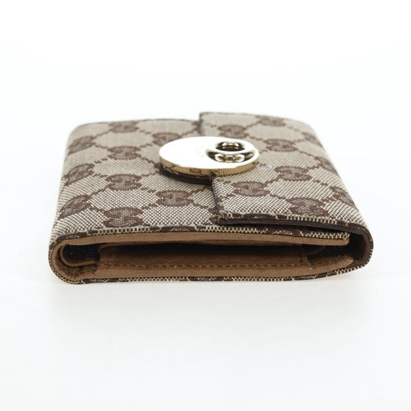GUCCI GG Canvas Trifold Wallet Beige Gold Auth am12120V