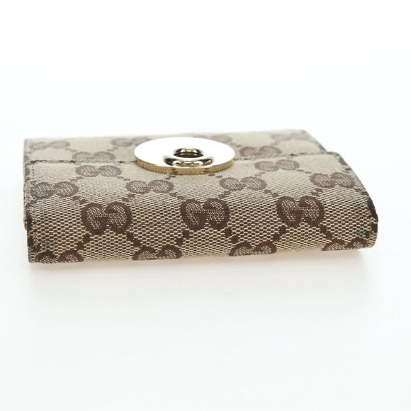 GUCCI GG Canvas Trifold Wallet Beige Gold Auth am12120V