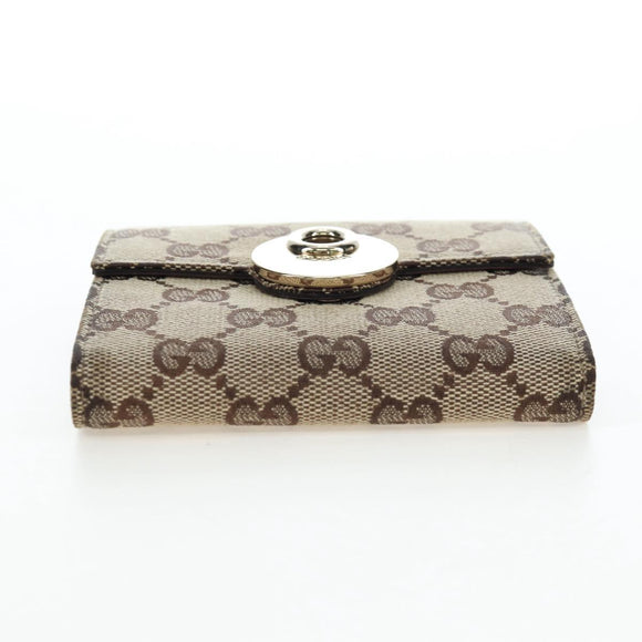 GUCCI GG Canvas Trifold Wallet Beige Gold Auth am12120V