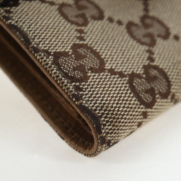 GUCCI GG Canvas Trifold Wallet Beige Gold Auth am12120V