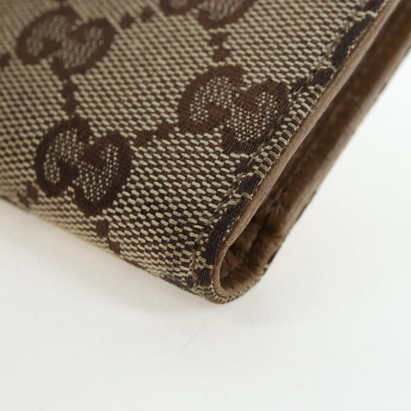 GUCCI GG Canvas Trifold Wallet Beige Gold Auth am12120V