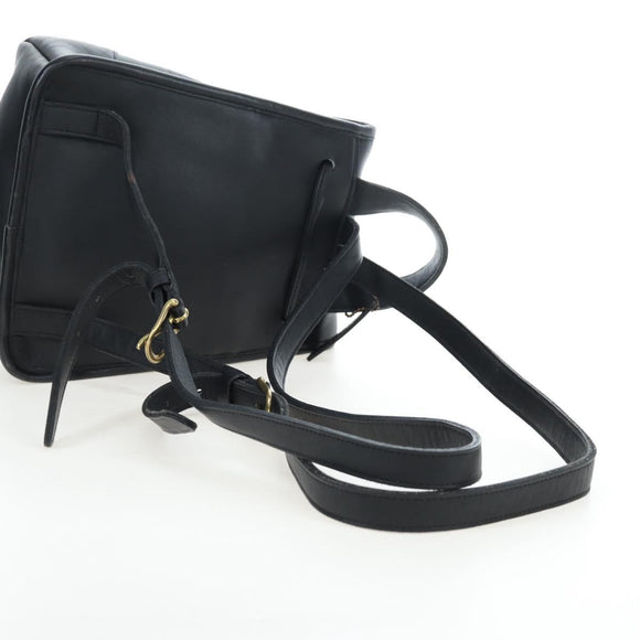 Coach Backpack Leather Black Gold Auth am12121A