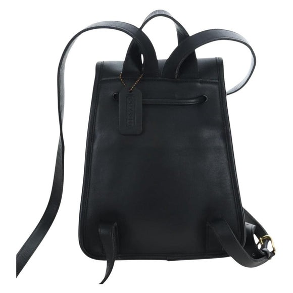 Coach Backpack Leather Black Gold Auth am12121A