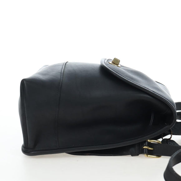 Coach Backpack Leather Black Gold Auth am12121A