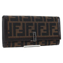 FENDI Zucca Canvas Bifold Wallet Long Wallet Black Brown Auth am12123V-1