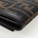 FENDI Zucca Canvas Bifold Wallet Long Wallet Black Brown Auth am12123V-10