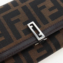 FENDI Zucca Canvas Bifold Wallet Long Wallet Black Brown Auth am12123V-12
