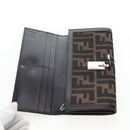 FENDI Zucca Canvas Bifold Wallet Long Wallet Black Brown Auth am12123V-13