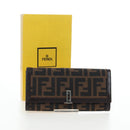 FENDI Zucca Canvas Bifold Wallet Long Wallet Black Brown Auth am12123V-24