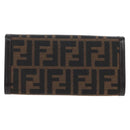 FENDI Zucca Canvas Bifold Wallet Long Wallet Black Brown Auth am12123V-3