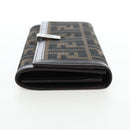 FENDI Zucca Canvas Bifold Wallet Long Wallet Black Brown Auth am12123V-5