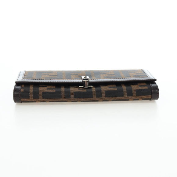 FENDI Zucca Canvas Bifold Wallet Long Wallet Black Brown Auth am12123V
