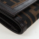 FENDI Zucca Canvas Bifold Wallet Long Wallet Black Brown Auth am12123V-8