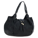 GUCCI Fringe Tote Bag Leather Black Gold 257029 Auth am12125V-1