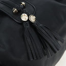 GUCCI Fringe Tote Bag Leather Black Gold 257029 Auth am12125V-18
