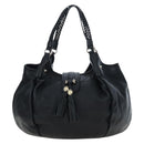 GUCCI Fringe Tote Bag Leather Black Gold 257029 Auth am12125V-13