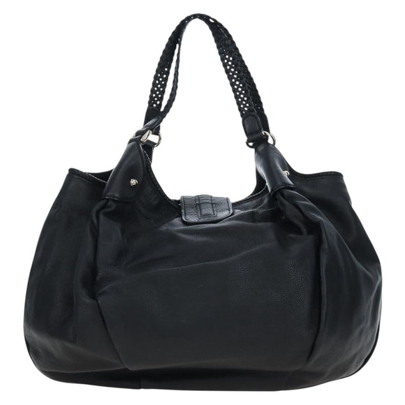 GUCCI Fringe Tote Bag Leather Black Gold 257029 Auth am12125V