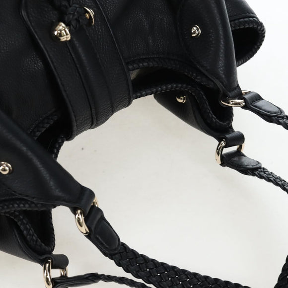 GUCCI Fringe Tote Bag Leather Black Gold 257029 Auth am12125V