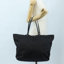 FENDI Zucchino Canvas Tote Bag Black Silver Auth am12126V-23