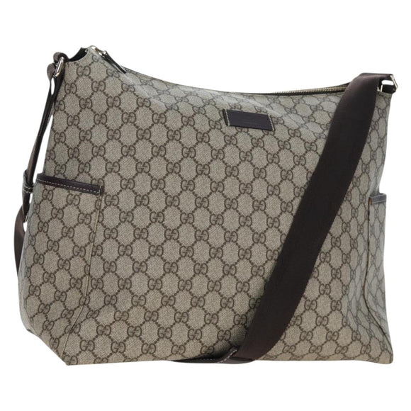 GUCCI GG Supreme Shoulder Bag PVC Beige Gold 201767 Auth am12127V