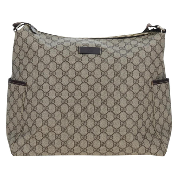 GUCCI GG Supreme Shoulder Bag PVC Beige Gold 201767 Auth am12127V
