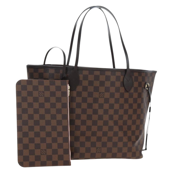 LOUIS VUITTON Damier Ebene Rose valerine Neverfull MM Bag N41603 Auth am12129M