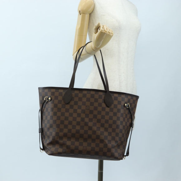 LOUIS VUITTON Damier Ebene Rose valerine Neverfull MM Bag N41603 Auth am12129M