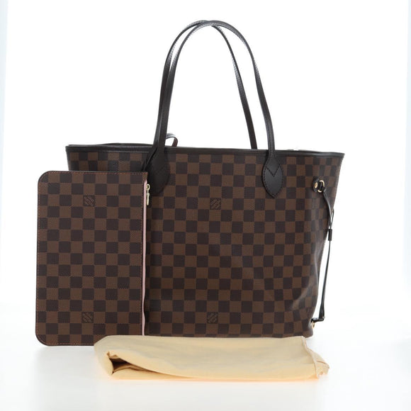 LOUIS VUITTON Damier Ebene Rose valerine Neverfull MM Bag N41603 Auth am12129M