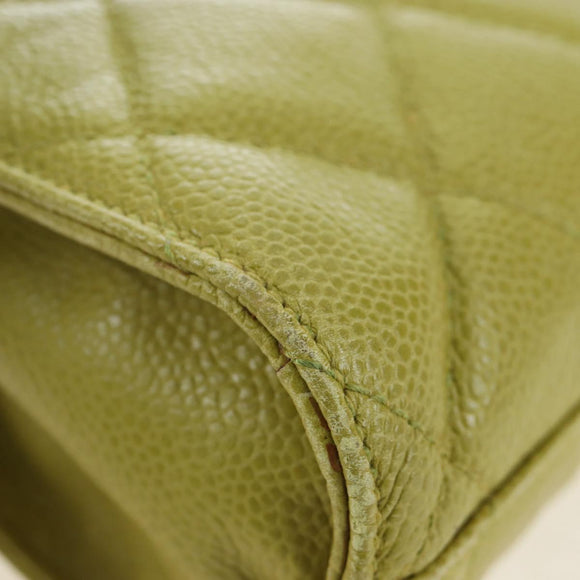 CHANEL Waist bag Caviar Skin Lime Yellow Gold CC Auth am12134V