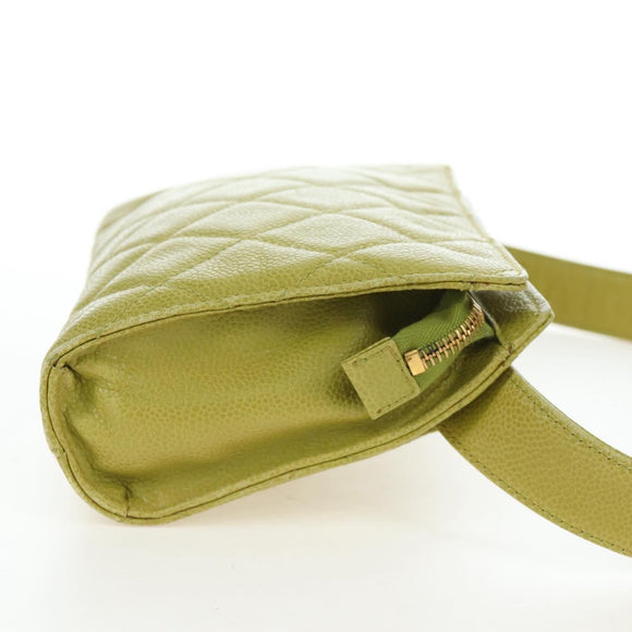 CHANEL Waist bag Caviar Skin Lime Yellow Gold CC Auth am12134V