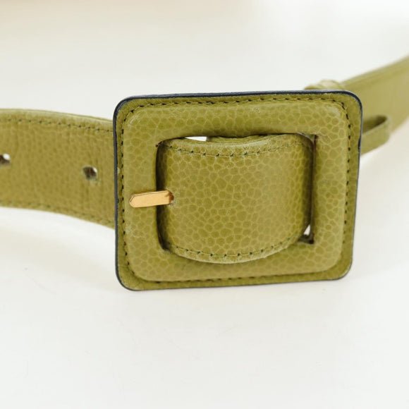 CHANEL Waist bag Caviar Skin Lime Yellow Gold CC Auth am12134V