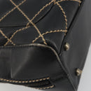 CHANEL Wild Stitch Hand Bag Leather Black CC Auth am12135-13
