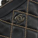 CHANEL Wild Stitch Hand Bag Leather Black CC Auth am12135-15