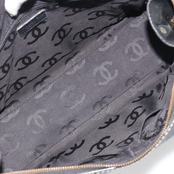 CHANEL Wild Stitch Hand Bag Leather Black CC Auth am12135