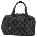 CHANEL Wild Stitch Hand Bag Leather Black CC Auth am12135-3
