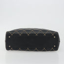CHANEL Wild Stitch Hand Bag Leather Black CC Auth am12135-9