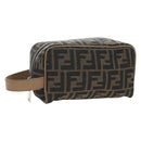 FENDI Zucca Canvas Clutch Bag Black Brown Auth am12138V-1