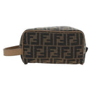 FENDI Zucca Canvas Clutch Bag Black Brown Auth am12138V-2
